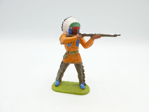 Elastolin 7 cm Indianer stehend schießend, Nr. 6840, kräftig oranges Oberteil