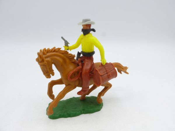 Elastolin 5,4 cm Bandit riding with pistol + moneybag