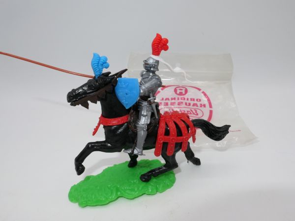 Elastolin 5,4 cm Knight on horseback with tournament lance - original bag