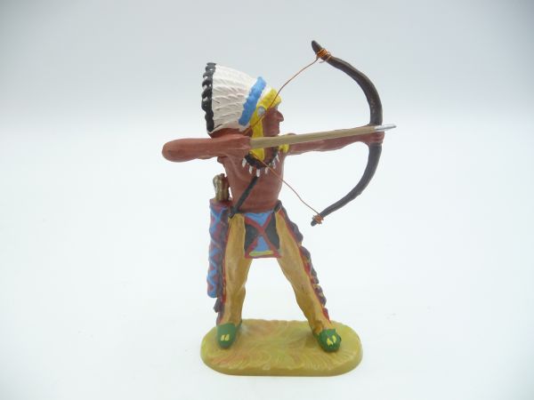 Elastolin 7 cm Indianer stehend mit Bogen, Nr. 6829, beige Hose - sehr guter Zustand
