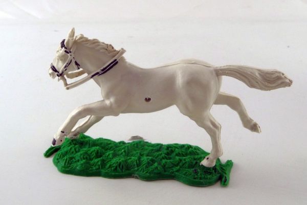 Timpo Toys White long-running horse 1st version with fixed bridle