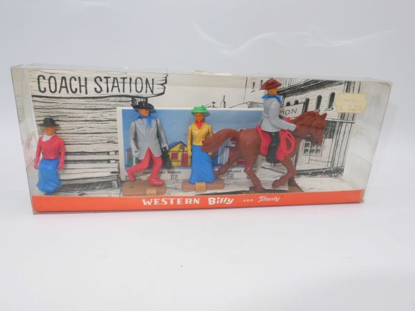 Plasty Coach Station mit 4 Zivilisten aus der Western Billy Serie