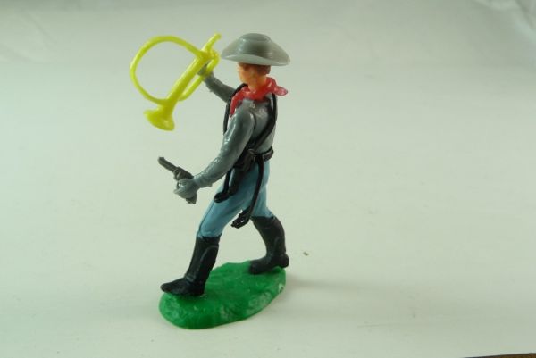 Elastolin Confederate Army soldier, officer with pistol and trumpet