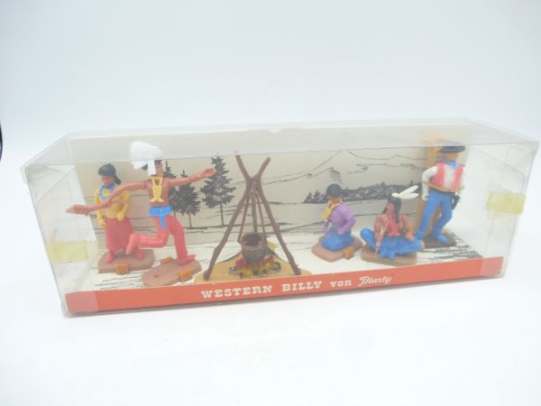 Plasty Wild West scene in blister box, No. 4770 (5 figures + accessories)