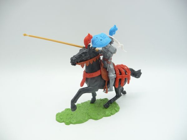 Elastolin 7 cm Ritter zu Pferd, Lanze gesenkt - komplett mit tollen Details