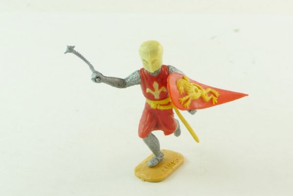Timpo Toys Mittelalterritter laufend, rot/gelb (durchscheinender Kopf)
