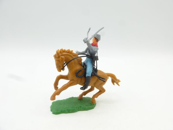 Elastolin 5,4 cm Confederate Army soldier riding with sabre