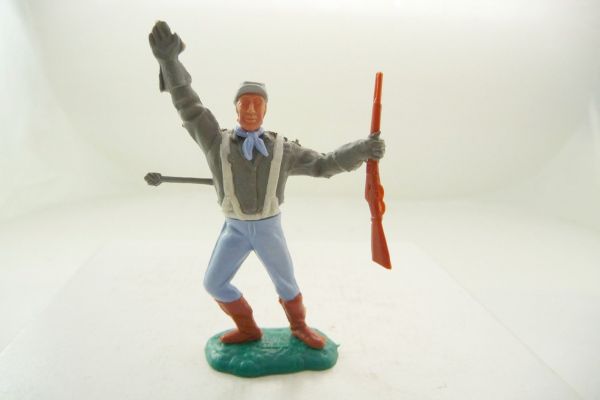 Timpo Toys Confederate Army soldier running, hit by arrow
