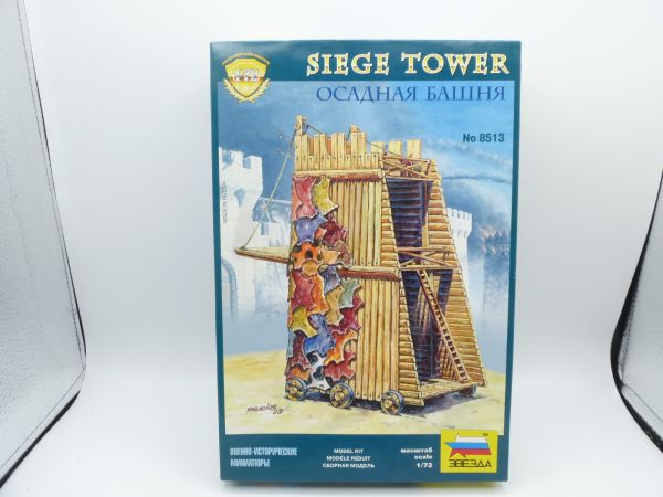 Zvezda 1:72 Medieval Siege Tower, No. 8513 - orig. packaging, parts on cast