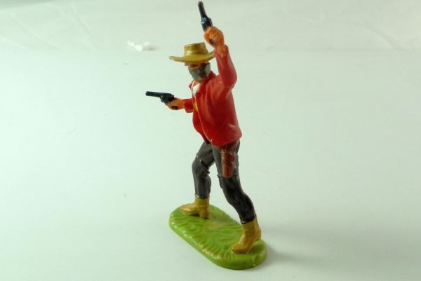 Elastolin 7 cm Bandit mit 2 Pistolen Nr. 6988, mit seltenem beigen Hut