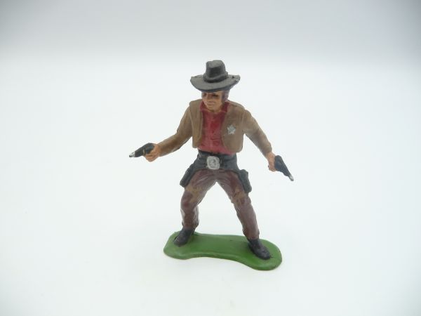Heinerle Domplast Manurba Wild West Serie; Cowboy mit 2 Pistolen (bemalt)