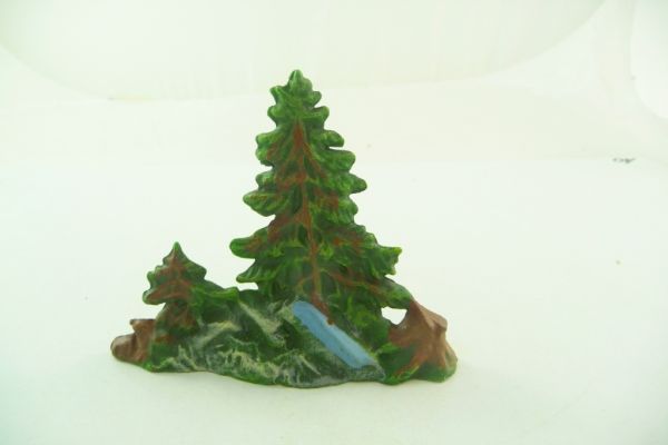 Elastolin 7 cm Small fir diorama, height 7,5 cm, width 10 cm