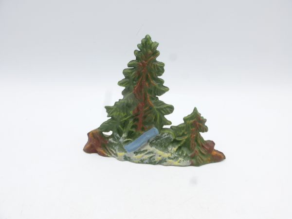 Elastolin 7 cm Small fir diorama - unused, beautiful painting