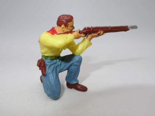 Elastolin 7 cm Cowboy kniend mit Gewehr, ohne Hut, Nr. 6815, zitronengelb