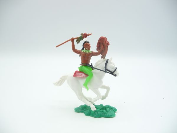 Indian riding with spear + shield - great neon green lower part