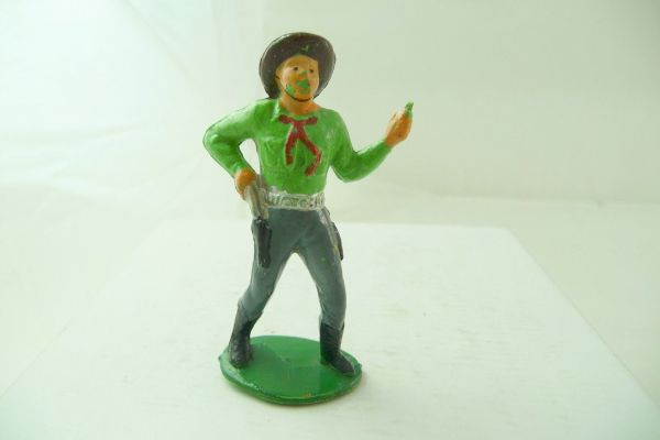 Reisler Cowboy stehend, Pistole ziehend - frühe Figur, Hartplastik