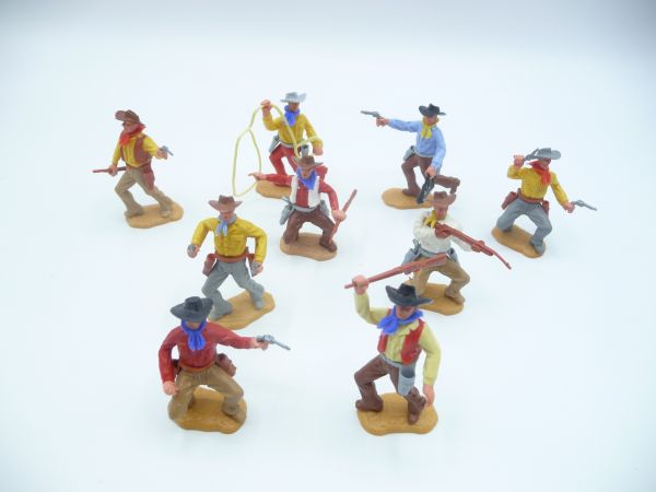 Timpo Toys Schöner Satz Cowboys 2. Version (9 Figuren), mit losen Holstern