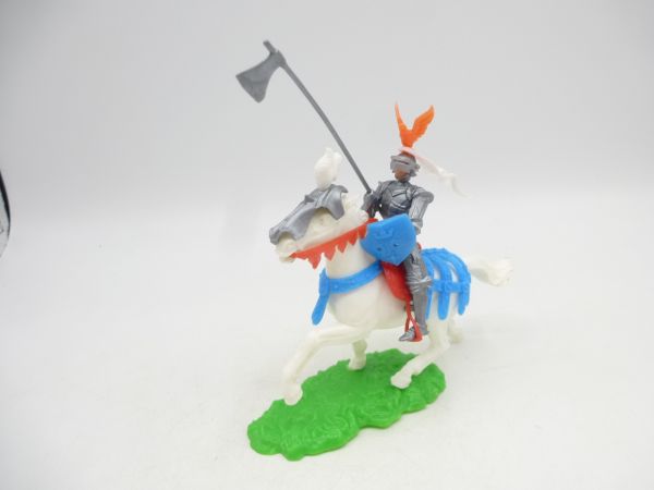 Elastolin 5,4 cm Knight riding with shield + long battle axe