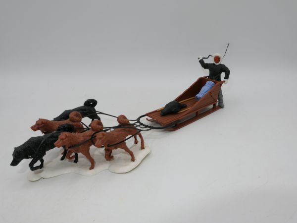 Timpo Toys Eskimo dog sled with 2 black dogs (original Timpo) - variant