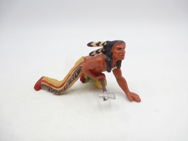 Elastolin 7 cm Indianer mit Tomahawk schleichend, Nr. 6828, Bem. 2