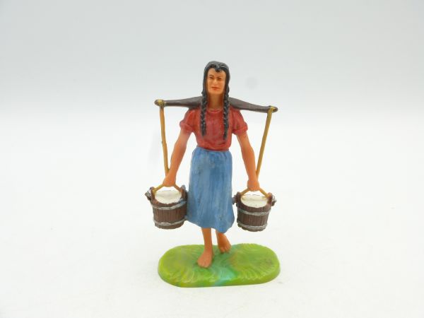 Elastolin 7 cm Woman with 2 buckets, No. 9658 - nice figure