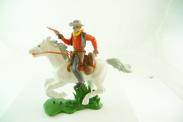 Britains Swoppets Cowboy 1. version riding with 2 pistols - great red shirt