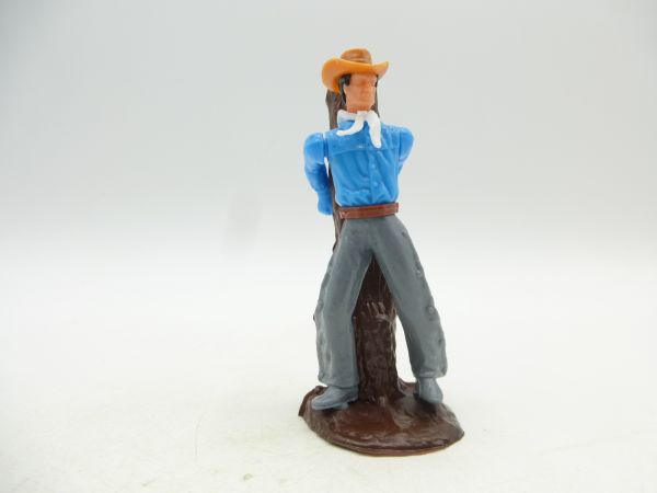 Elastolin 5,4 cm Cowboy am Marterpfahl mit gefesselten Händen