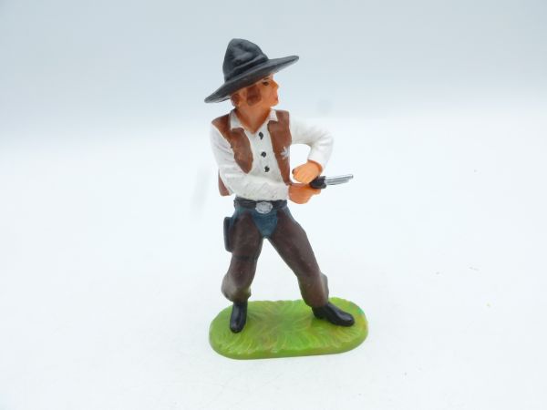 Elastolin 7 cm Cowboy / sheriff shooting from the hip, No. 6973
