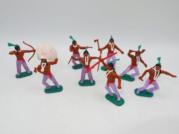 Timpo Toys Satz Indianer 2. Version stehend (8 Figuren) - tolle Farbkombi