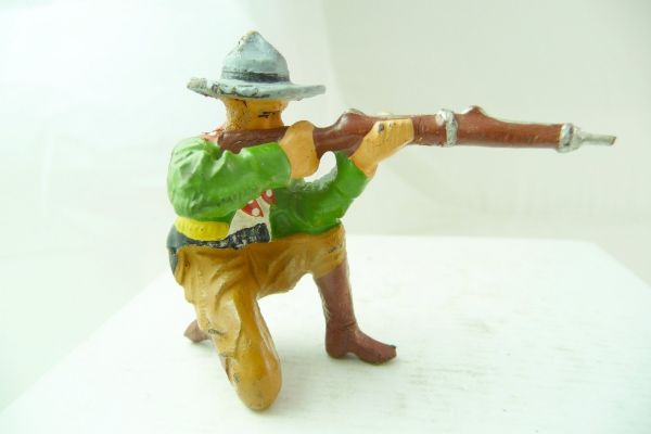 Elastolin Composition Cowboy kneeling firing, green shirt - nice figure
