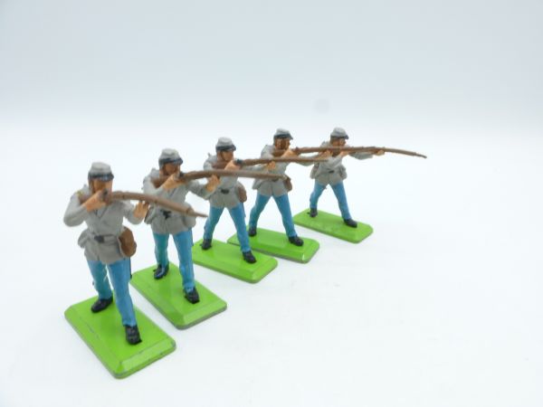Britains Deetail 5 Southerners standing firing (movable arm)