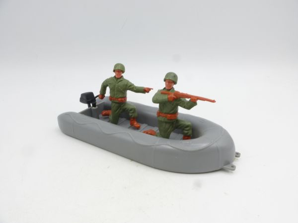Timpo Toys Schlauchboot grau mit amerikanischen Soldaten