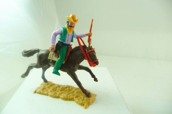 Timpo Toys Cowboy 3. Version reitend - tolles grünes Unterteil, schöne Kombi