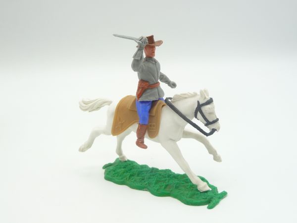 Timpo Toys Confederate Army soldier 1st version riding, officer striking with sabre from above
