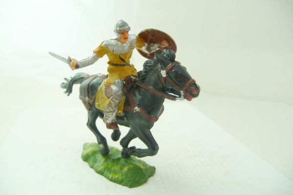 Elastolin 4 cm Normanne mit Schwert zu Pferd, Nr. 8856, Gewand beige