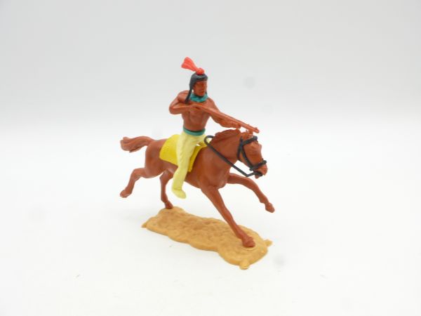 Timpo Toys Indian 2nd version on horseback, shooting rifle