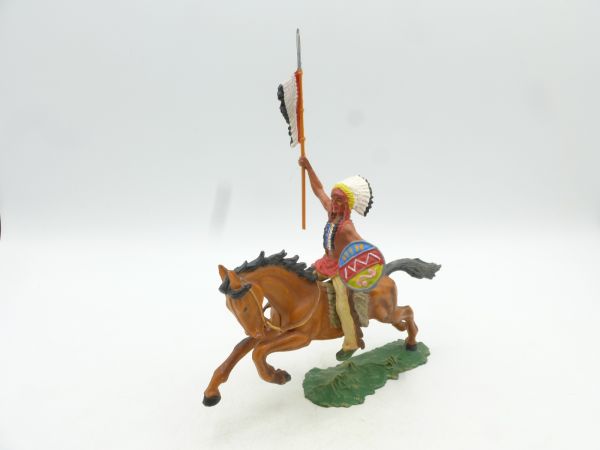 Elastolin 7 cm Häuptling zu Pferd mit Lanze, Nr. 6854