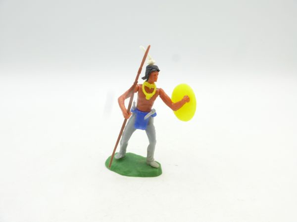 Elastolin 5,4 cm Indian standing with spear + shield (+ 2 more weapons)