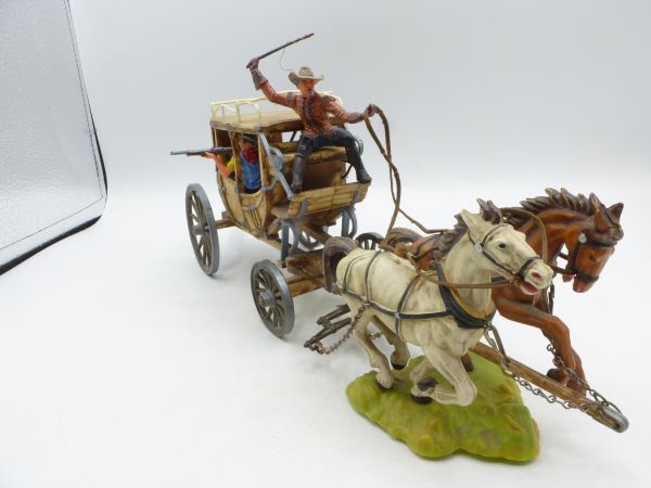 Elastolin 7 cm Ambush stagecoach, two-horse, No. 7712, painting 3