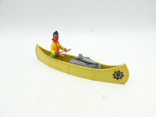 Timpo Toys Kanu gelb-beige mit umgebautem Irokesen + Ladung