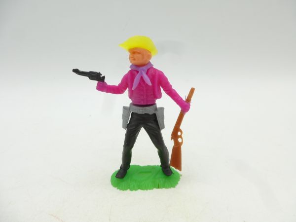 W. Germany Cowboy (pink) mit Pistole + Gewehr