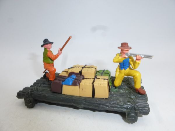 Britains Swoppets Log raft with 2 Cowboys