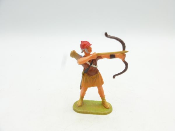 Elastolin 4 cm Archer shooting arrow, No. 8431, orange skirt