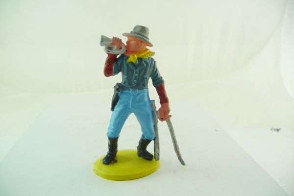 Britains Swoppets Cavalryman with trumpet + sabre (made in Hong Kong)