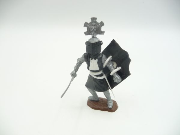 Timpo Toys Visierritter stehend, schwarz/weiß mit Schwert - Schlaufen ok