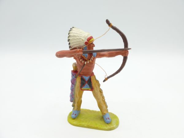 Elastolin 7 cm Indianer stehend mit Bogen, Nr. 6829, Bem. 2 - schöne Bemalung
