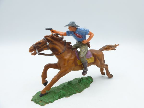 Elastolin 7 cm Cowboy on horseback with pistol, No. 6992 - great figure