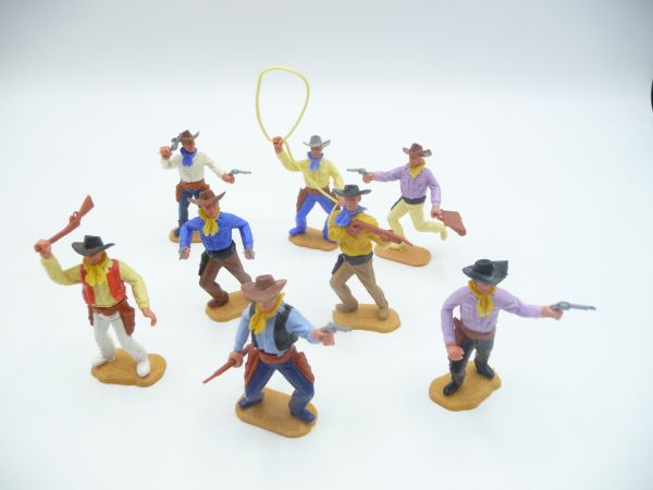 Timpo Toys Schöner Satz Cowboys 2. Version (8 Figuren) - Top-Zustand