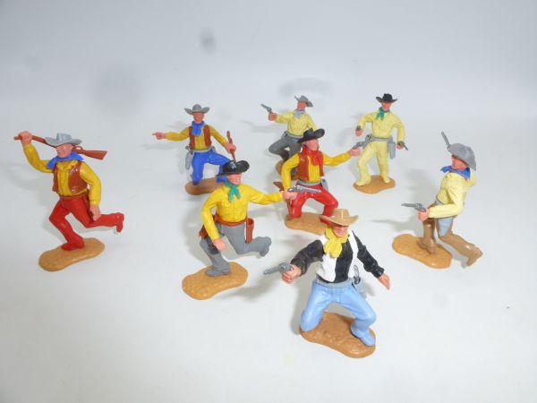 Timpo Toys Gruppe Cowboys 2. Version zu Fuß (8 Figuren)