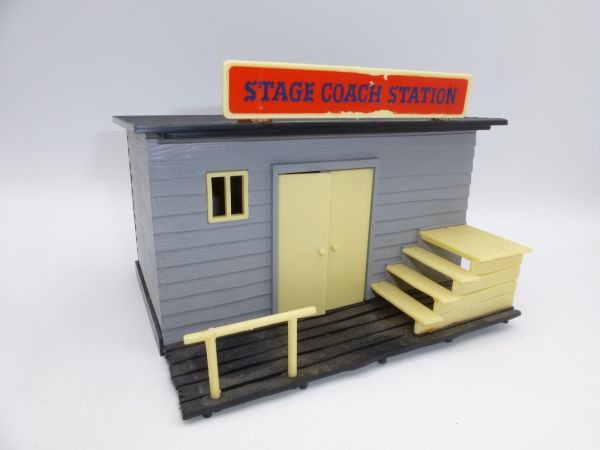 Timpo Toys Stage Coach Station - komplett, bespielt, Schild wurde geklebt